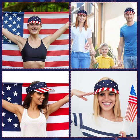 24 قطعة من القبعات الوطنية للنساء بالجملة قبعات الرابع من يوليو، قبعات العلم الأمريكي، قبعة واقية من الشمس، قبعات عيد الاستقلال، خطوط ونجوم، قناع من نسيج قطني طويل لأنشطة يوم الذكرى للاحتفال بالاستقلال in Kuwait