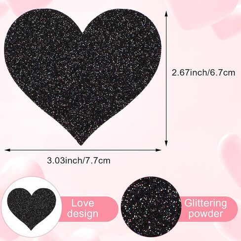 Sibba Breast Petals Covers 6 Pcs Heart Shaped Pasties Sticky Chest Patch Glitters Bra Pad Coverings Women Rhinestone Coverings No Show Padding Fit Festivals, Raves, Parties (Multicolor) in Saudi Arabia