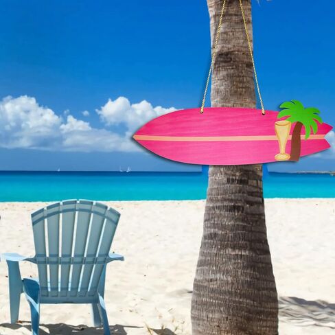 Surfboard Wall Decor,Wooden 16" Summer Beachy Aesthetic Decorations Surf Board Photo Prop Cardboard Cutout Tropical Themed for beachy Home Pool Bar Bathroom,Blue in Kuwait