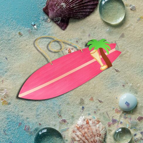 Surfboard Wall Decor,Wooden 16" Summer Beachy Aesthetic Decorations Surf Board Photo Prop Cardboard Cutout Tropical Themed for beachy Home Pool Bar Bathroom,Blue in Kuwait