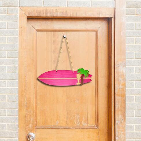 Surfboard Wall Decor,Wooden 16" Summer Beachy Aesthetic Decorations Surf Board Photo Prop Cardboard Cutout Tropical Themed for beachy Home Pool Bar Bathroom,Blue in Kuwait