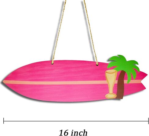 Surfboard Wall Decor,Wooden 16" Summer Beachy Aesthetic Decorations Surf Board Photo Prop Cardboard Cutout Tropical Themed for beachy Home Pool Bar Bathroom,Blue in Kuwait