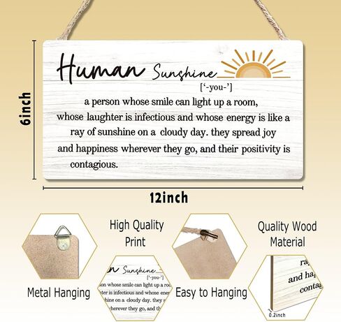 CGBHW Thank You Gifts for Women Wooden Sign, Inspirational Sun Sunshine Sign, Appreciation Gifts for Coworker Leader Teacher Doctor Nurse, Smiles Human Sunshine Wall Decor Hanging Sign 12 x 6 Inch 020 in Saudi Arabia