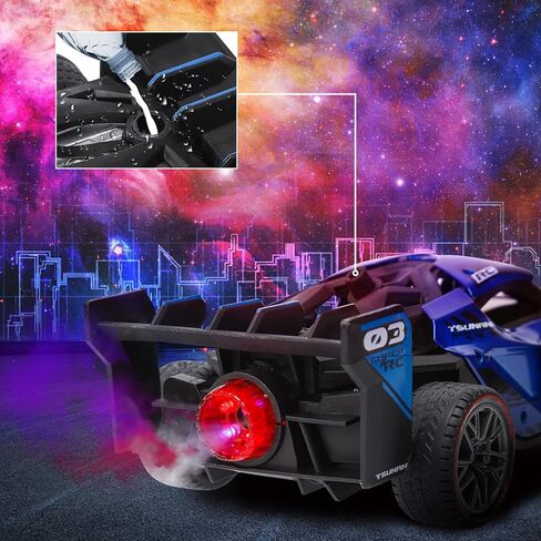 LIZHOUMIL 2 حزمة سيارة الانجراف التحكم عن بعد مع الرذاذ والضوء، ضباب الضباب سيارات السباق عالية السرعة، 2.4GHZ 4WD على الطرق الوعرة لعبة مركبة للبالغين أطفال بنين بنات، الأزرق والبرتقالي in Kuwait