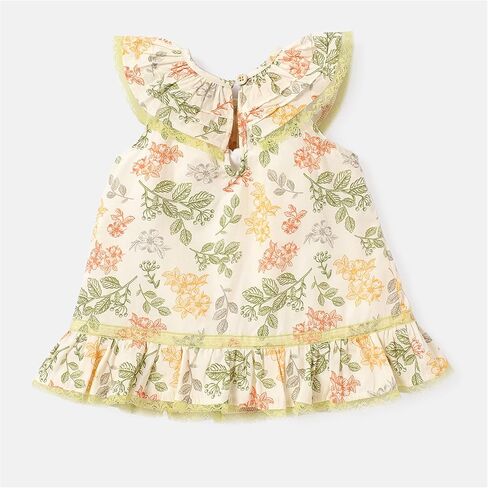 Baby Girl 100% Cotton Lace Detail Ruffled Sleeveless Dress in Saudi Arabia