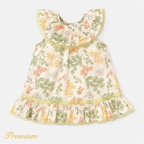 Baby Girl 100% Cotton Lace Detail Ruffled Sleeveless Dress in Saudi Arabia