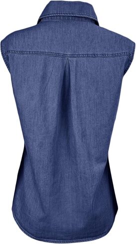 Orchidays Women's Denim Tank Top V Neck Button Down Collared Sleeveless Shirts Casual Blouse Tops in Kuwait