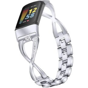 مناسب لسوار Fitbit Charge 6 للنساء والرجال، سوار معصم بديل بلينغ معدني أنيق لتتبع اللياقة البدنية Fitbit Charge 6 in Kuwait