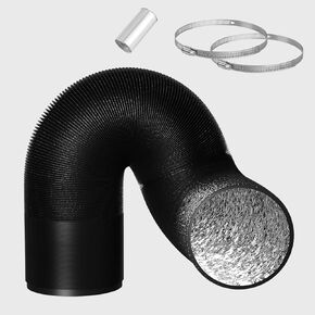 Dryer Hose Vent Kit with Clamps & Aluminum Foil Tape, Black Flexible Dryer Vent Hose Kit, Stretchable Garage Exhaust Hose Pipe for Stove Vent(Black-300mm(11 3/4"),3m (9.8ft)) in Kuwait