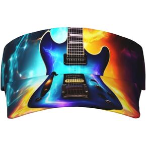 Magic Electric Guitar Print Foldable Sun Visor Hat Lightweight Adjustable Sun Visor Hat Outdoor Sports Cap for Adults Black in Kuwait