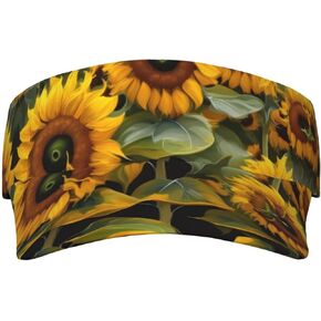 Sunflowers Print Foldable Sun Visor Hat Lightweight Adjustable Sun Visor Hat Outdoor Sports Cap for Adults Black in Kuwait