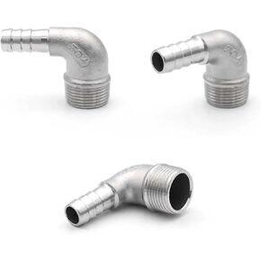 1 قطعة 1/8" -1" BSPT ذكر وأنثى خرطوم بارب الكوع 90 درجة 304 وصلة تركيب أنابيب الفولاذ المقاوم للصدأ 6/8/10/15/20 مم (فضي، 10 مم_1/2") in Kuwait