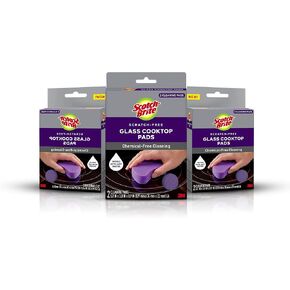Scotch-Brite Glass Cooktop Pads, Scratch-Free & Non-Abrasive Scrubbers for Glass or Ceramic Stovetops, Cleans Burnt-On Messes with Just Water, Reusable Dishwasher-Safe Design (6 Pads) in Kuwait