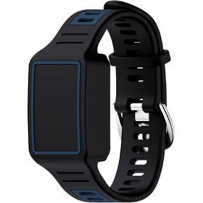 لحزام السيليكون لتتبع اللياقة البدنية Amazfit Helio، حزام بديل متوافق مع جهاز تعقب اللياقة البدنية Amazfit Helio، ملحقات حزام بديلة ناعمة خفيفة الوزن مقاومة للخدش (أسود أزرق داكن) in Kuwait