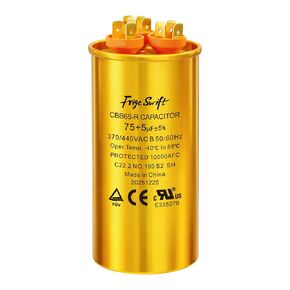 75+5uF CBB65 Dual Run Capacitor 370/440VAC 1-Pack | ±5% tolerance round capacitor fits AC, heat pump, fridge & compressor, high temperature resistant stable performance in Kuwait