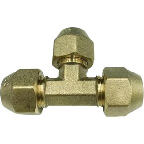 Fit 1/4" 3/8" 1/2" 3/4" Tube SAE-Standard Flare Connector Brass Tee 3 Ways Pipe Fitting Connector Adapeter for Air Conditioner(With Nut,9.52MM 3L8 INCH_TEE) in Saudi Arabia