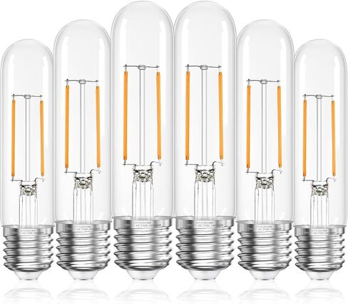 GvvooHome أنبوبي LED Edison Bulb Dimmable 2700K أبيض دافئ، 4W، ما يعادل 40 واط، مصابيح E26 LED، مصابيح T10 Edison للثريات، مروحة السقف، 90+CRI 400LM، 6 عبوات in Kuwait