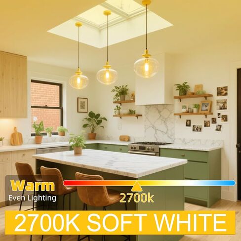 GvvooHome أنبوبي LED Edison Bulb Dimmable 2700K أبيض دافئ، 4W، ما يعادل 40 واط، مصابيح E26 LED، مصابيح T10 Edison للثريات، مروحة السقف، 90+CRI 400LM، 6 عبوات in Kuwait