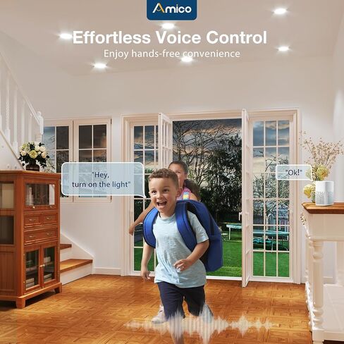 Amico 6 Pack 6 بوصة إضاءة LED ذكية مجوفة، إضاءة سفلية WiFi بدون صندوق توصيل، RGB & 2700-6500K تغيير اللون، 12W=110W 1000LM، التحكم بالصوت وجهاز التحكم عن بعد والمجموعة in Kuwait