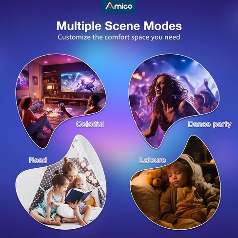 Amico 6 Pack 6 بوصة إضاءة LED ذكية مجوفة، إضاءة سفلية WiFi بدون صندوق توصيل، RGB & 2700-6500K تغيير اللون، 12W=110W 1000LM، التحكم بالصوت وجهاز التحكم عن بعد والمجموعة in Kuwait