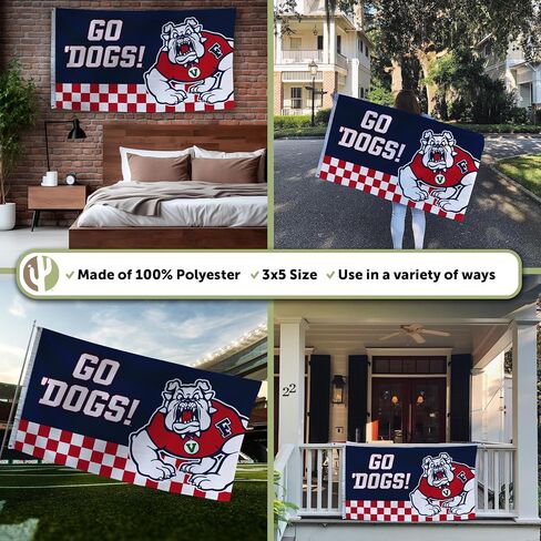 Desert Cactus Fresno State University Flag - 3 x 5 Feet Fresno State Bulldogs Banner, Indoor/Outdoor Durable Fabric, 100% Polyester Design(I4) in Kuwait