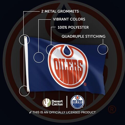 Desert Cactus Edmonton Oilers Flag NHL 100% Polyester Indoor Outdoor 3x5 feet National Hockey League Team Flags (Vintage Flag #1) in Kuwait