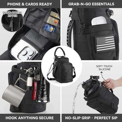 Water Bottle Holder With Strap for 40/64/87Oz, Hands Free Crossbody Lightweight Bag With Phone Pocket & Card Slot, Insulated Sling for Hiking Gym Dog Walking in Kuwait