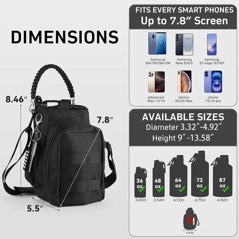 Water Bottle Holder With Strap for 40/64/87Oz, Hands Free Crossbody Lightweight Bag With Phone Pocket & Card Slot, Insulated Sling for Hiking Gym Dog Walking in Kuwait