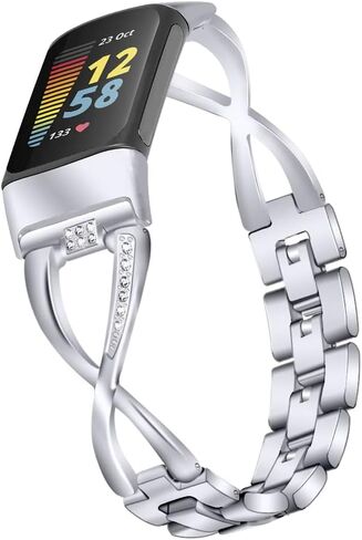 مناسب لسوار Fitbit Charge 6 للنساء والرجال، سوار معصم بديل بلينغ معدني أنيق لتتبع اللياقة البدنية Fitbit Charge 6 in Kuwait