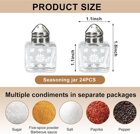 FYSUIMU 24 قطعة من Cielito Lindo Mini Salt and Pepper Shakers Mini Glass Spice Jars Platos De Barro حاوية توابل الزهور للمطبخ والمطاعم المكسيكية المفضلة للحفلات in Kuwait