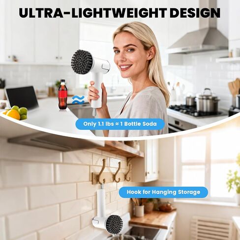 Electric Spin Scrubber for Scrub Daddy/Mommy, Goldusk 2-Speed Power Cleaning Brush with Digital Display 4 Replacement Brush Heads, Smiley Sponge Wand Handle Dish Wand for Sink/Griddle/Stove/Tub/Tile in Kuwait