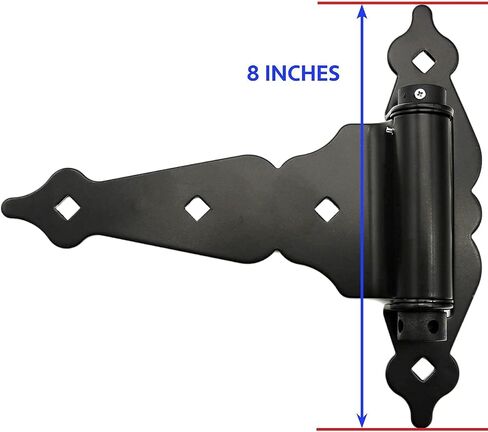 Black Self-Closing T-Strap Gate Hinges - 8" T-Gate Hinge Kit for Wood Fences & Gates, Heavy Duty Hardware (1 Pack) in Kuwait