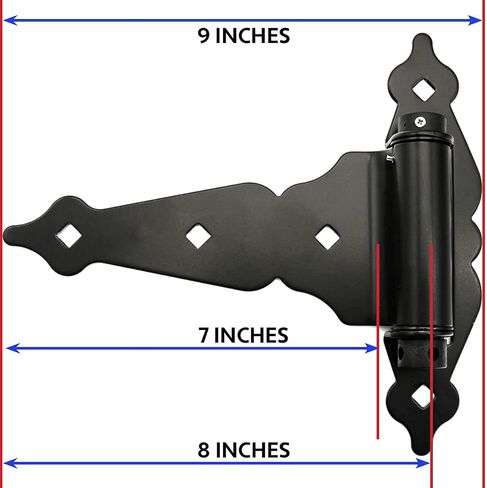 Black Self-Closing T-Strap Gate Hinges - 8" T-Gate Hinge Kit for Wood Fences & Gates, Heavy Duty Hardware (1 Pack) in Kuwait