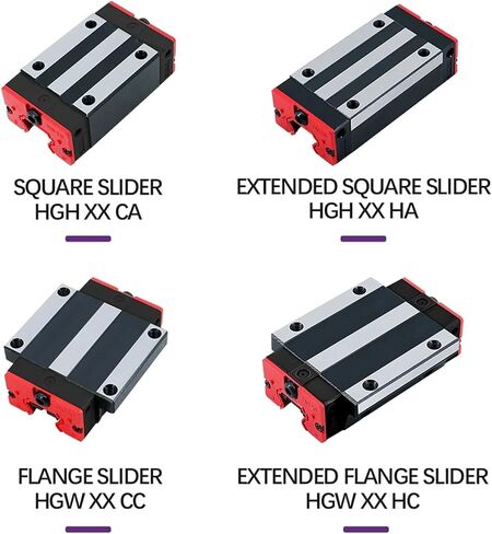 Linear Guide 2 pcs HGR20 200-500mm Linear Rails + 4 pcs HGH20CA / HGW20CC Carriages for Computerized Numerical Control Router 3D Printer(2 Rails 4 HGW20CC,250mm) in Kuwait