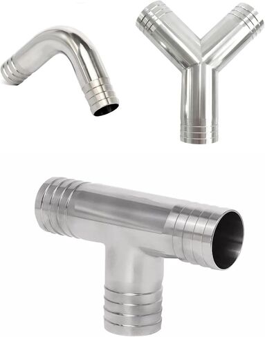 Fit Tube I.D 19/25/32/38/45/51 مم خرطوم شائك 304 من الفولاذ المقاوم للصدأ صحي 90 درجة كوع وتركيب أنبوب تي (أسود، 51 مم) in Kuwait