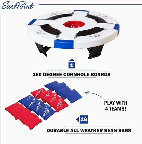 EastPoint Bean Bag Knockout Cornhole Board Set - Pack of 1 Board & 16 Bags - 360 Degree Cornhole Action for Backyard Games - Weatherproof Play for Outdoor Games in Kuwait