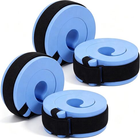 Thenshop 4 Pcs Swim Aquatic Cuffs Water Weights for Pool Exercise Equipment High-Density EVA Water Aerobics Float Ring Ankles Arms Belts with Adjustable Float Fitness for Swim Training in Kuwait
