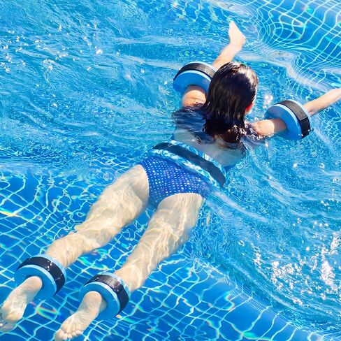 Thenshop 4 Pcs Swim Aquatic Cuffs Water Weights for Pool Exercise Equipment High-Density EVA Water Aerobics Float Ring Ankles Arms Belts with Adjustable Float Fitness for Swim Training in Kuwait