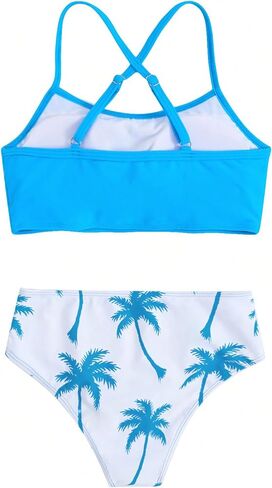 Milumia Girl's 2 Piece Swimsuit Floral Print Spaghetti Strap Bikini Set Bathing Suit Swimwear in Kuwait