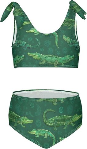 Boccsty خمر التمساح الأخضر الفتيات Tankini ملابس السباحة الاطفال بيكيني مجموعات 2 قطعة ثوب السباحة 3T in Kuwait