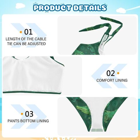 Boccsty خمر التمساح الأخضر الفتيات Tankini ملابس السباحة الاطفال بيكيني مجموعات 2 قطعة ثوب السباحة 3T in Kuwait