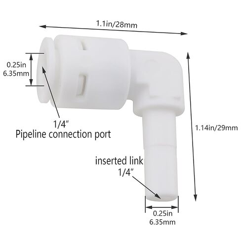 8PCS Stem Elbow Connector for 1/4 Inch Tube Outer Diameter X 1/4 Inch Water Pipe 90 Degree Elbow Push to Connect Reverse Osmosis System Plastic Quick Fitting for Refrigerator Ice Maker in Kuwait