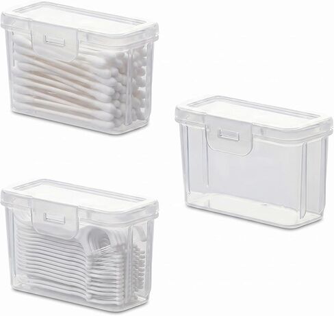 3 Pack Portable Floss Pick Dispenser, Clear Travel Floss Picks Case, Thickened PP Dental Floss Holder for Purse, Mini Qtip Travel Case & Toothpick Dispenser for Daily Oral Care in Kuwait
