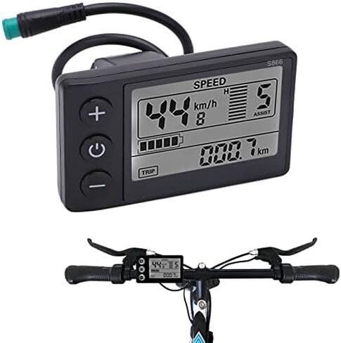 S866 دراجة كهربائية LCD عرض متر، 24V 36V 48V E الدراجة عرض لوحة التحكم متر، الكهربائية سكوتر عداد السرعة عداد المسافات العالمي ل22.2mm / 0.9in المقاود in Kuwait