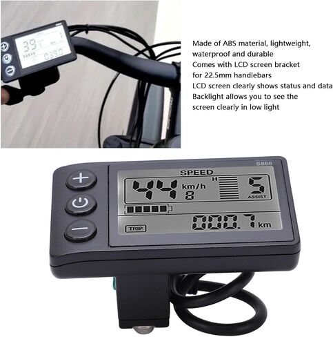 S866 دراجة كهربائية LCD عرض متر، 24V 36V 48V E الدراجة عرض لوحة التحكم متر، الكهربائية سكوتر عداد السرعة عداد المسافات العالمي ل22.2mm / 0.9in المقاود in Kuwait