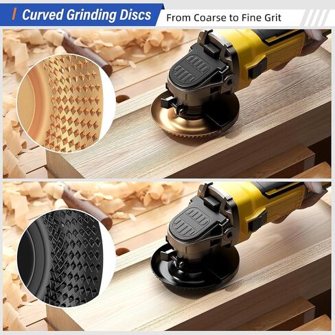 15PCS Wood Carving Disc Set for Angle Grinder, 4" & 4.5" Wood Shaping Disc & Grinding Wheel, Carbon Steel Carving Discs with Rotary Burrs, 5/8" & 7/8" Adapter Rings in Kuwait