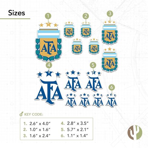 Desert Cactus Argentine Football Association Sticker Decal Vinyl AFA Argentina Albiceleste Soccer Laptop Water Bottle Car Scrapbook (Type 1-1) in Kuwait