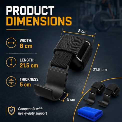Weight Lifting Hooks (Pair) 600 lbs Capacity, Heavy Duty Wrist Straps with Padded Grip Support for Deadlifts, Pull Ups, Rows & Shrugs, Gym Hooks for Men & Women with Gym Towel in Kuwait