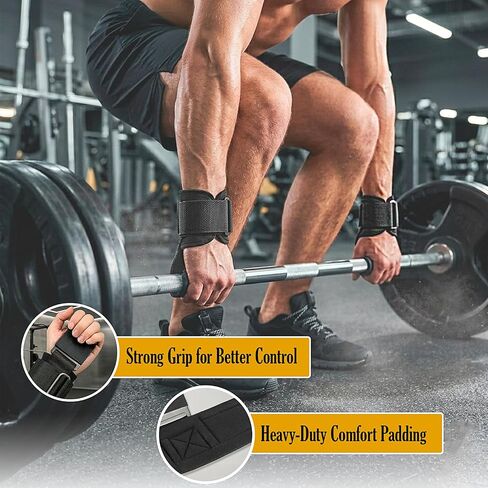 Weight Lifting Hooks (Pair) 600 lbs Capacity, Heavy Duty Wrist Straps with Padded Grip Support for Deadlifts, Pull Ups, Rows & Shrugs, Gym Hooks for Men & Women with Gym Towel in Kuwait