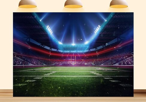 10x8ft النسيج العشب الأخضر ملعب كرة القدم خلفية ملعب كرة القدم الأمريكية قاعة ضوء الرجبي الرياضة لعبة خلفية الحديقة للأولاد زينة حفلة عيد ميلاد in Kuwait